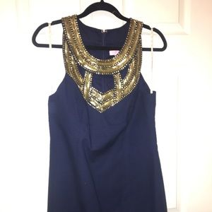 Lilly Pulitzer Navy blue dress with gold collar
